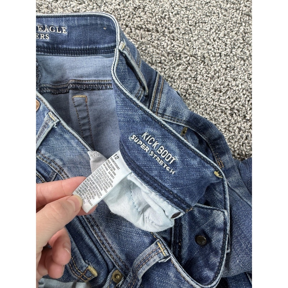 Vintage Y2K American Eagle Kick Boot Jeans Women's Size 12 Blue Baggy - Picture 5 of 12